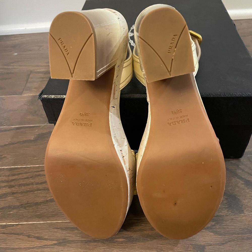 PRADA VERNICE BIANCO-QUARZO PATENT LEATHER OMBRE SANDALS SIZE 38.5 - Picture 13 of 16